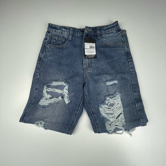 Super distressed roll hem dad jean blue - Picture 1 of 4